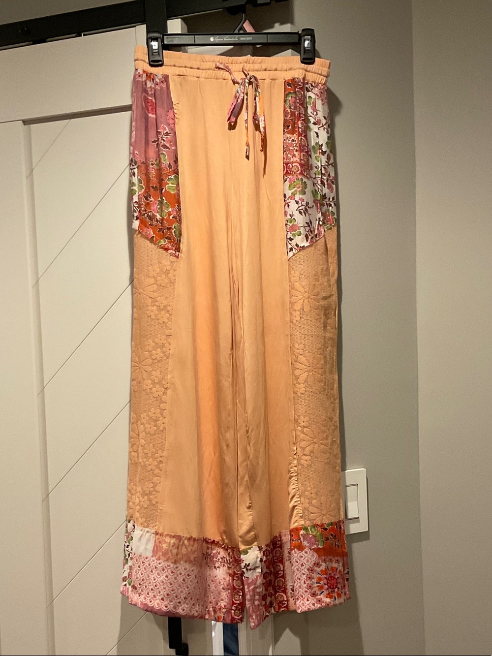 POL Peach Patchwork Boho Wide-Leg Pants
